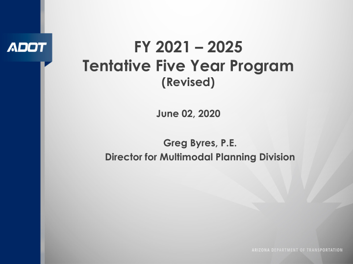 fy 2021 2025 tentative five year program