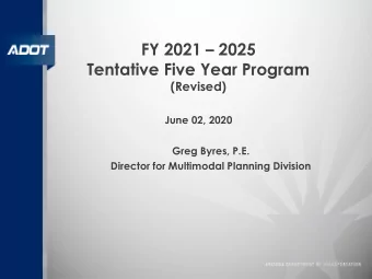 FY 2021  2025  Tentative Five Year Program  (Revised)  June 02, 2020  Greg Byres, P.E.  Director