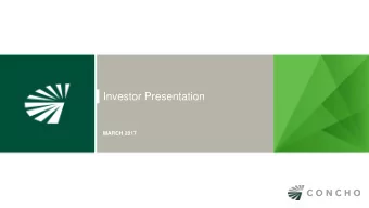 Investor Presentation  MARCH 2017  Forward-Looking Statements and Other Disclaimers  This