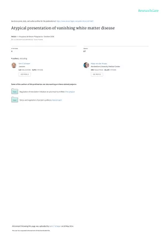 Atypical presentation of vanishing white matter disease Article in Arquivos de Neuro-Psiquiatria