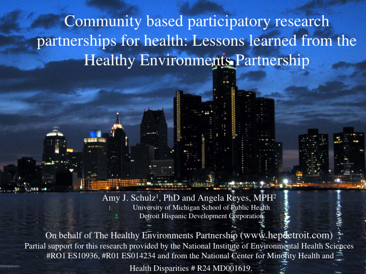 community based participatory research partnerships for