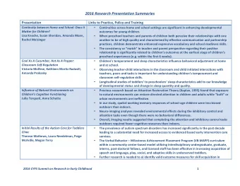 2016 Research Presentation Summaries  Presentation  Links to Practice, Policy and Training
