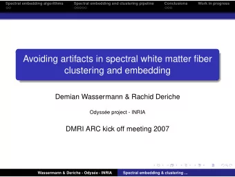 Avoiding artifacts in spectral white matter fiber  clustering and embedding  Demian Wassermann