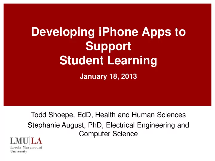 developing iphone apps to support student learning