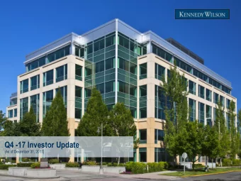 Q4 -17 Investor Update  (As of December 31, 2017)  Disclaimer/Forward-Looking Statements