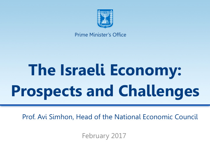 the israeli economy prospects and challenges