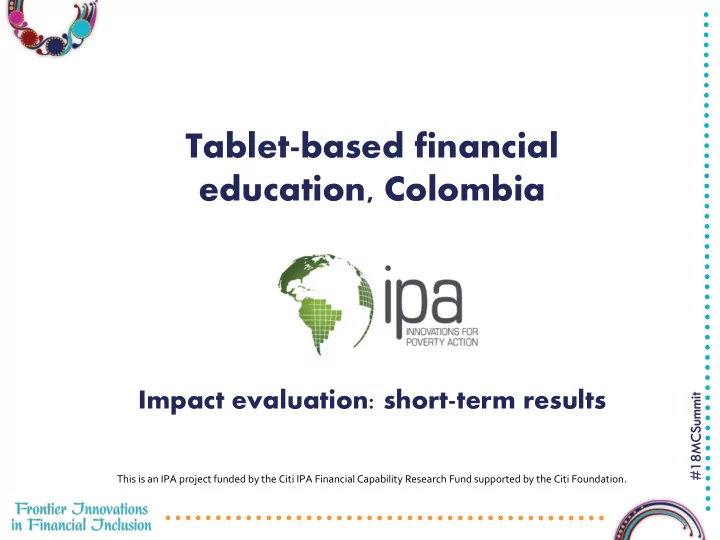 tablet based financial education colombia