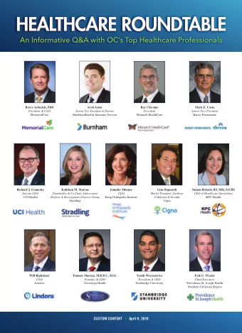 HEALTHCARE ROUNDTABLE  An Informative Q&amp;A with OCs Top Healthcare Professionals  Barry