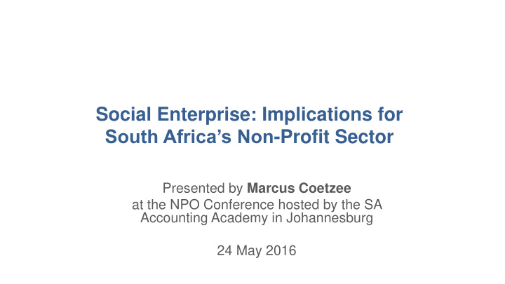 south africa s non profit sector