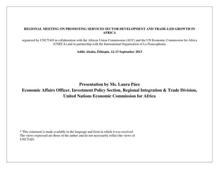 presentation by ms laura p ez economic affairs officer
