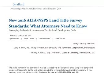 Standards: What Attorneys Need to Know  Leveraging the Feasibility Assessment Tool for Land