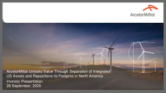 Investor Presentation  28 September, 2020  Disclaimers  Forward-Looking Statements  This document