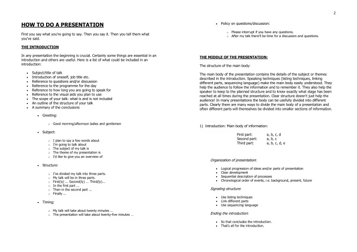 how to do a presentation
