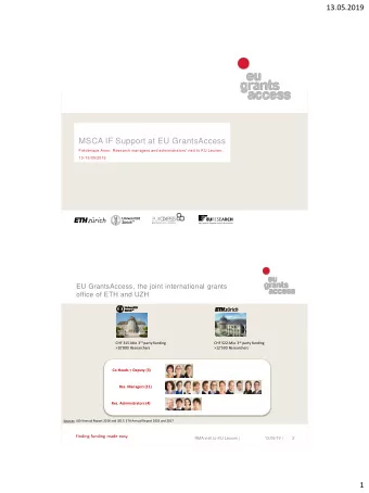 13.05.2019  MSCA IF Support at EU GrantsAccess  Frdrique Amor, Research managers and