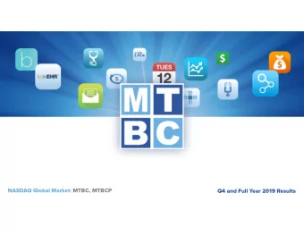 NASDAQ Global Market: MTBC, MTBCP  Q4 and Full Year 2019 Results  Safe Harbor Statements  This