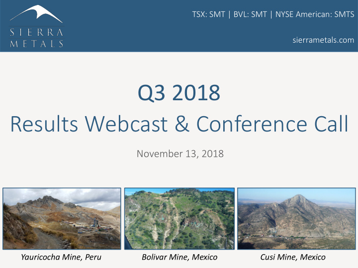 q3 2018 results webcast conference call