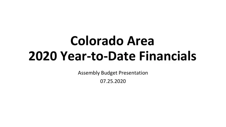 colorado area 2020 year to date financials