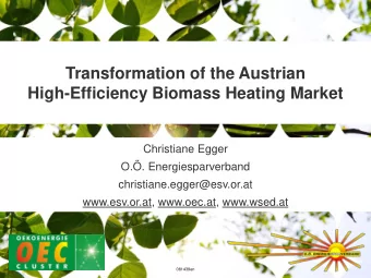 Transformation of the Austrian  High-Efficiency Biomass Heating Market  Christiane Egger  O..