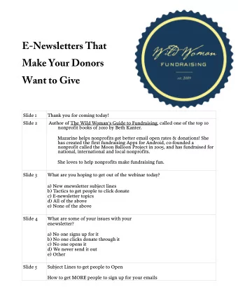 E  -  N  e  w  s  l  e  t  t  e  r  s  T  h  a  t  Ma  k  e  Y  o  u  r  D  o  n  o  r  s  Wa  n  t