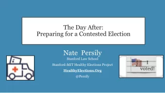 Nate  Persily  Stanford Law School  Stanford-MIT Healthy Elections Project  HealthyElections.Org