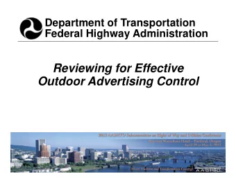 Reviewing for Effective  Outdoor Advertising Control  Introduction