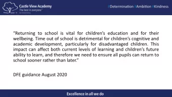 impact can affect both current levels of learning and childrens future  ability to learn, and