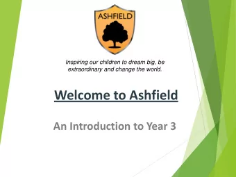 Welcome to Ashfield  An Introduction to Year 3  Whos Who?  Miss Flint,  Mrs Dalziel,  Deputy