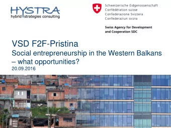 VSD F2F-Pristina  Social entrepreneurship in the Western Balkans  what opportunities?