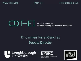 Dr Carmen Torres-Sanchez  Deputy Director  What is Embedded Intelligence?  Integration of