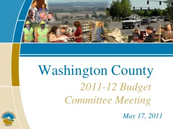 Washington County  2011-12 Budget  Committee Meeting  May 17, 2011  Meeting Agenda  Meeting Agenda