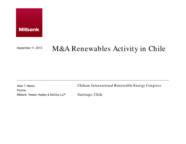 m a renewables activity in chile
