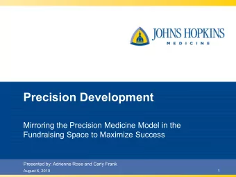 Precision Development  Mirroring the Precision Medicine Model in the  Fundraising Space to Maximize