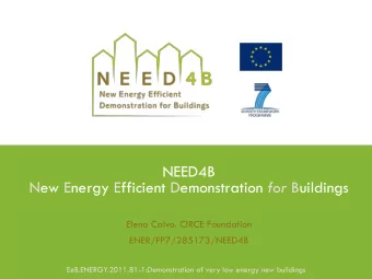 NEED4B New Energy Efficient Demonstration for Buildings  Elena Calvo. CIRCE Foundation