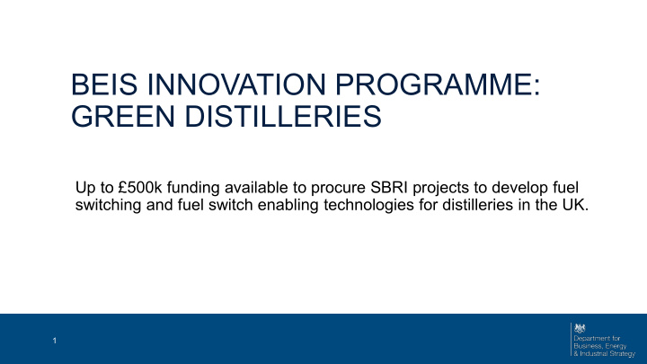 beis innovation programme green distilleries