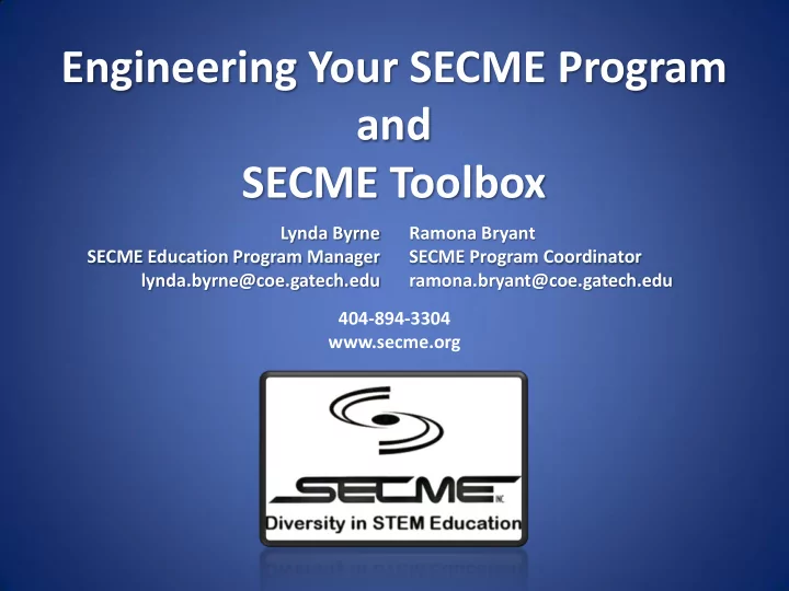 engineering your secme program