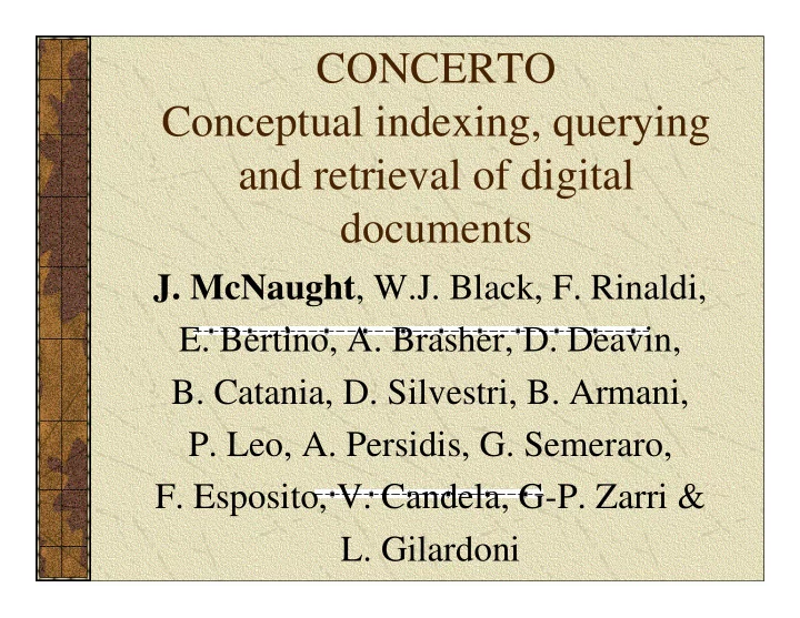 concerto conceptual indexing querying and retrieval of