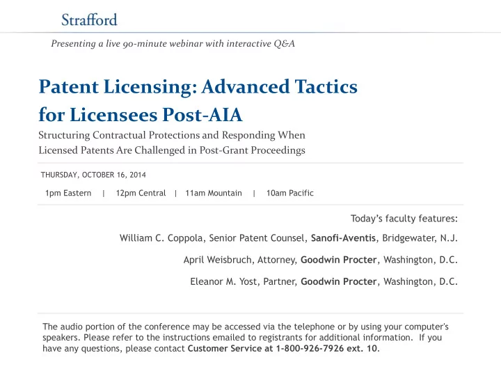 patent licensing advanced tactics