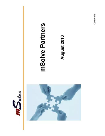 mSolve Partners  August 2010  mSolve Partners LLC    Our services include Mergers and