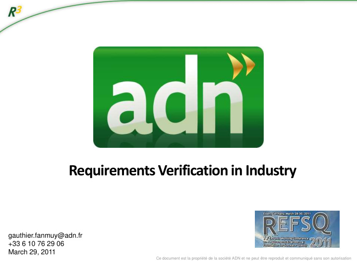 requirements verification in industry