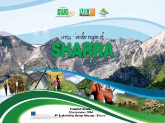 8 th Stakeholder Group Meeting Sharra  People to People actions in Sharra Cross  Border