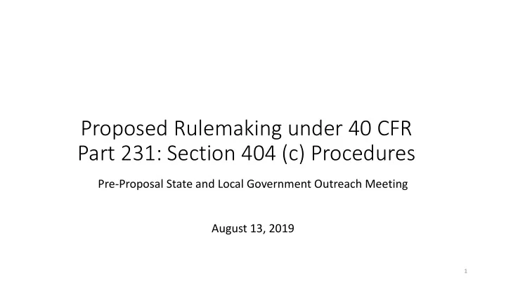 proposed rulemaking under 40 cfr part 231 section 404 c