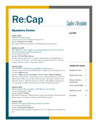 Re : Cap  Speakers Corner  April 2005  April 1, 2005  Virginia Tax Study Group  Location: