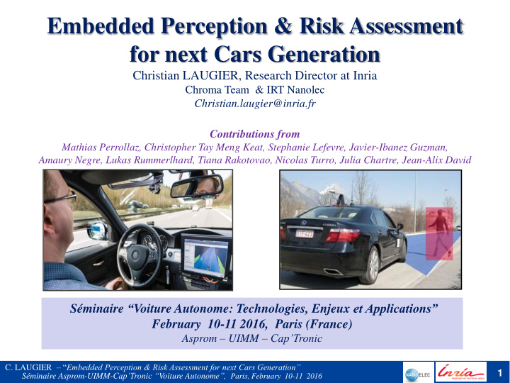 embedded perception risk assessment for next cars