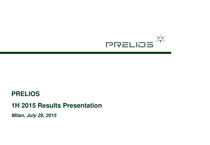 1h 2015 results presentation