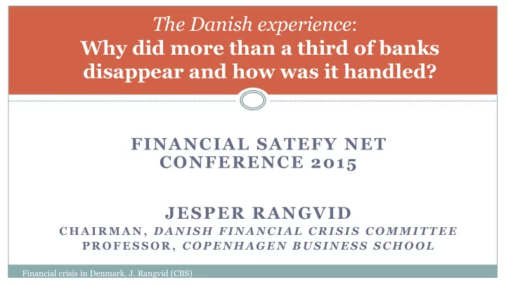 jesper rangvid c h a i r m a n d a n i s h f i n a n c i
