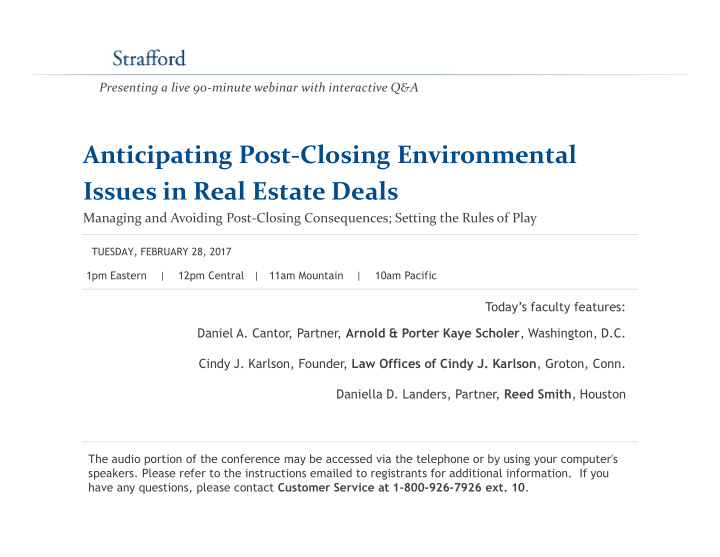 anticipating post closing environmental issues in real