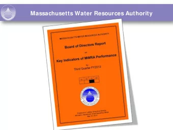Massachusetts Water Resources Authority  Water Supply and Source Water Management  System Yield