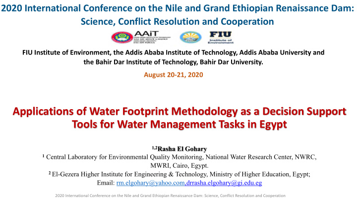 applications of water footprint methodology as a decision