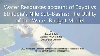 Water  er Reso  esources  ces acc  account  t of Egy  gypt  t vs  s  Et  Ethiopia's Nile Sub-Ba
