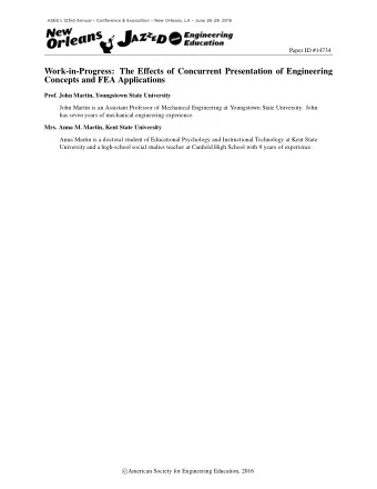 Work-in-Progress: The Effects of Concurrent Presentation of Engineering  Concepts and FEA